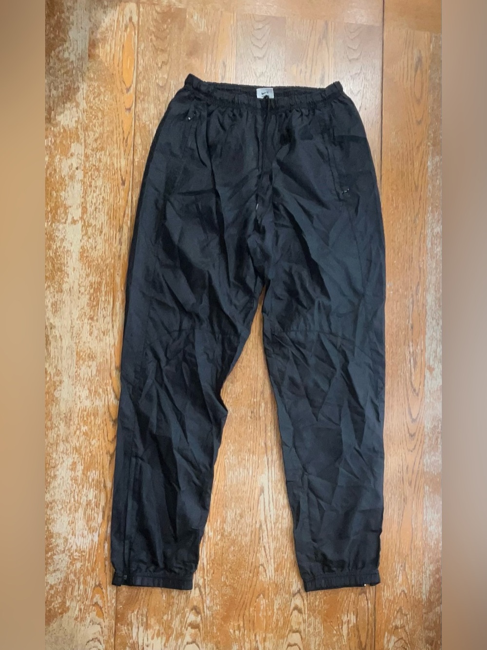 Vintage Nike 90's Windbreaker Pants Black Nylon Lightweight Size Medium Womans